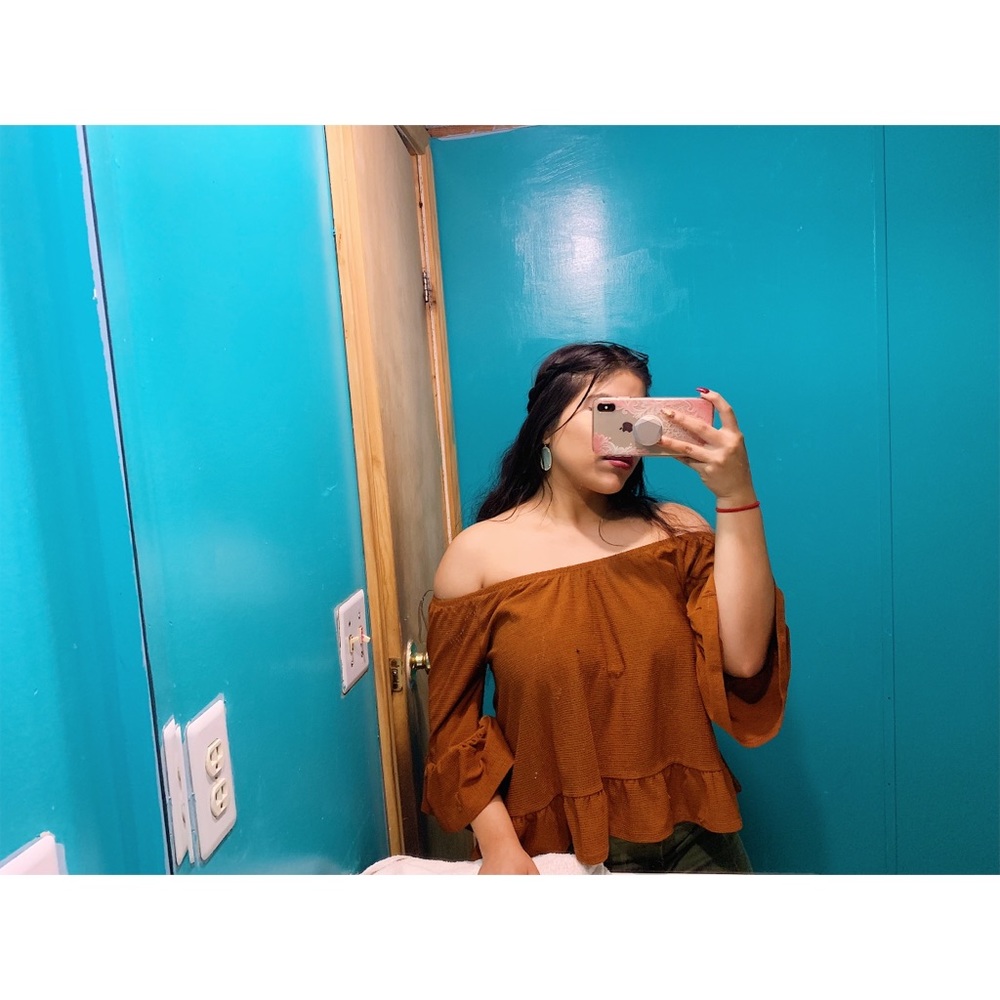 Brown off the shoulder top
